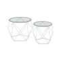 Set of 2 transparent coffee tables, white
