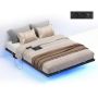 VASAGLE bed frame, 140 × 200 cm, LED, 2 sockets, USB-C, 2 USB-A, 140 × 200 cm