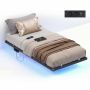 VASAGLE bed frame, 90 × 200 cm, LED, 2 sockets, USB-C, 2 USB-A, 90 × 200 cm