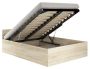 Bed with bedding box and mattress NORE CLP, 160x200 cm., oak color