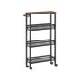 Narrow 4-tier trolley/shelf on wheels, black