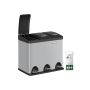 Trash can with 3 compartments 8L., gray/black