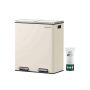 Trash can 2 x 30 liters with lid and inner boxes, creamy white
