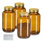 Банки для хранения продуктов Relaxdays, 4 шт., 400 мл, коричневый, 14 × 7,5 × 7,5 см