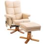 Massage chair with footrest Homcom, cream/light brown