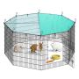 SONGMICS LPI021BH01 Small Animal Cage, 8 Panels, Curtain, 175 × 175 × 80 cm