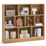 Wooden bookshelf with 10 cubes, 120 cm, natural, 2 anti-tip sets