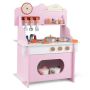 Wooden Play Kitchen, With Clock and Accessories, Pink, 52.1 × 29.2 × 71.1 cm