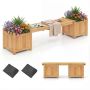 Wooden trellis bench with pots, 2 pots