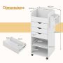 Wooden rolling cart, 3 drawers, 2 shelves, 49.53 × 85.09 × 33.02 cm