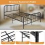 Metal bed frame, With headboard and footboard, Black, 209 × 144 × 101 cm