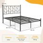 Metal Platform Bed Frame with Headboard, Black, 197x141x113 cm