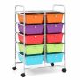 Metal cart, 10 drawers, 26 × 14.5 × 34 inches