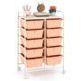 Metal cart, 10 drawers, 26 × 14.5 × 34 inches