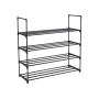 Metal shoe cabinet, 4 compartments, black