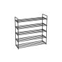 Metal shoe cabinet, 5 compartments, black