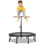 Mini trampoline, adjustable handrail, 110 × 110 × 99–126 cm