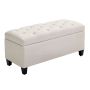Soft bench with storage box Homcom 100x40x44cm., cream/black