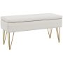 Soft bench with storage box Homcom 100x40x49cm., white/gold color