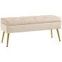 Soft bench with storage box Homcom 102x35x43cm., beige/gold color