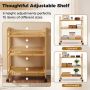Mobile shelf, 3 tiers, 3 hooks, 4 casters, 59.69 × 33.02 × 71.12 cm