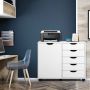 Mobile storage rack, 5 drawers and cabinet, White, 78 × 39 × 65 cm