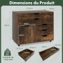 Mobile trolley with 5 drawers and side doors, brown