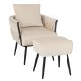 Modern Dutch Velvet Ottoman with Extra Cushion, White