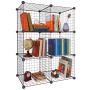 Modulaarne kuubiriiul Relaxdays, 6 kuupi, Must, 75 × 110 × 37 cm