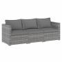 Modular outdoor sofa set 3 pcs. made of PE rattan, gray, with soft cushions