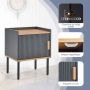 Nightstand, 1 door, Gray, 45.72 × 55.88 × 35.56 cm