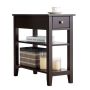 Bedside table, 1 drawer, 2 shelves, Black, 60.96 × 30.48 × 62.23 cm
