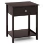 Bedside table, 1 drawer, open shelf, Brown, 48.26 × 58.42 × 40.64 cm