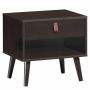 Bedside table, 1 drawer and 1 shelf, Brown, 50.8 × 39.37 × 48.26 cm