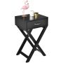 Bedside table, 1 drawer, Black, 39.88 × 66.04 × 33.02 cm