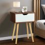 Bedside table, 1 drawer, Brown/white, 48.26 × 58.42 × 40.64 cm
