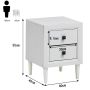 Bedside table, 2 drawers, 41.91 × 54.61 × 41.91 cm
