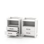 Bedside table, 2 drawers and open shelf, White, 45 × 60 × 35 cm