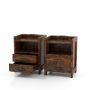 Bedside table, 2 drawers and open shelf, Brown, 45 × 60 × 35 cm