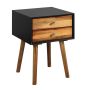 Bedside table, 2 drawers, Black/brown, 16 × 23.5 × 16 inches