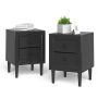 Bedside table, 2 drawers, Grey/white/black, 40.64 × 55.88 × 40.64 cm