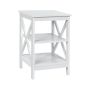 Bedside table, 3 open shelves, White, 40 × 61 × 40 cm