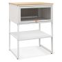 Bedside table, 3-tier, White, 40.64 × 55.88 × 31.75 cm