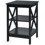 Bedside table, 3-tier, white/black, 40 × 61 × 40 cm