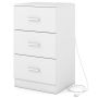Bedside table, 3 drawers, White, 38 × 66 × 35 cm