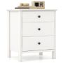 Bedside table, with 3 drawers, White, 56 × 66 × 45 cm