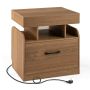 Bedside table, With charging station and drawer, 50 × 40 × 55 cm