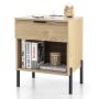 Bedside table, with charging station, drawer and open compartment, 45 × 40 × 58 cm