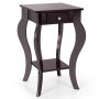 Bedside table, with drawer and lower shelf, Brown, 38.1 × 59.69 × 38.1 cm