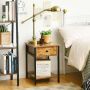 Bedside table, with drawer and open shelf, Brown, 40 × 40 × 54 cm